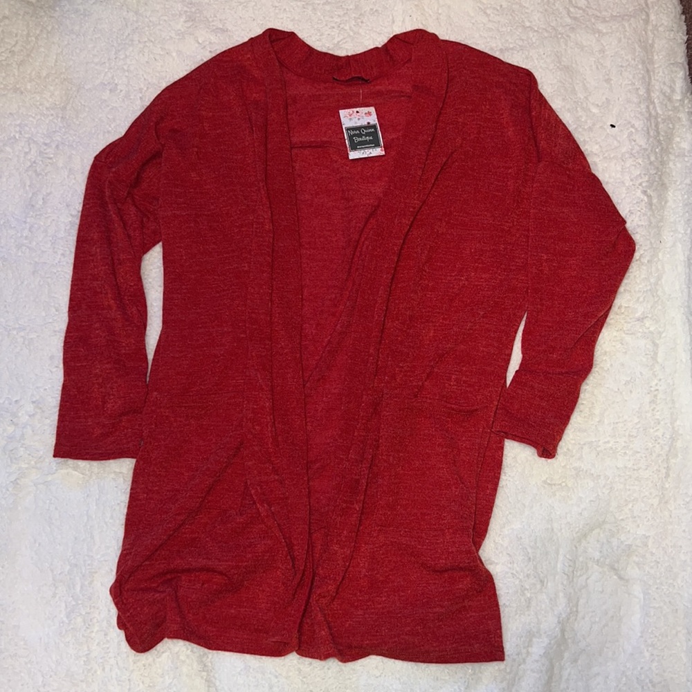 NWT red open front cardigan